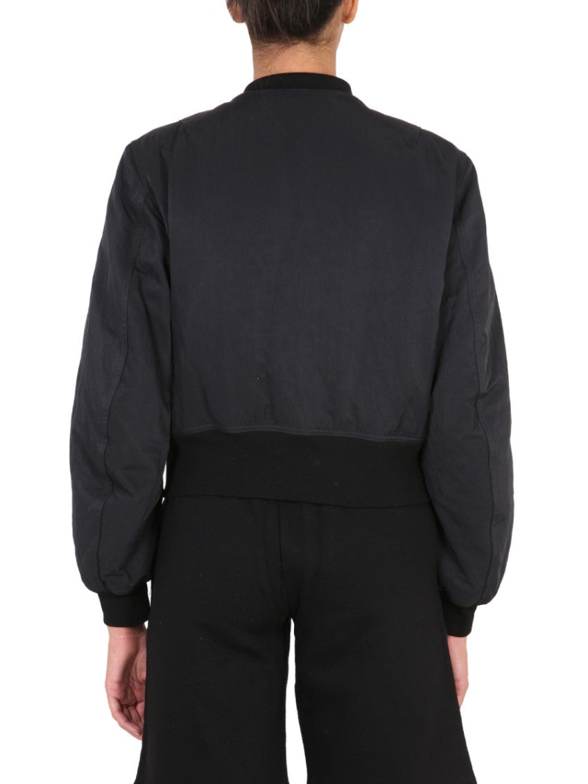 Black Solid Crew Neck Jacket 2