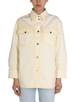 Yellow Solid Shirt Collar Jacket 1