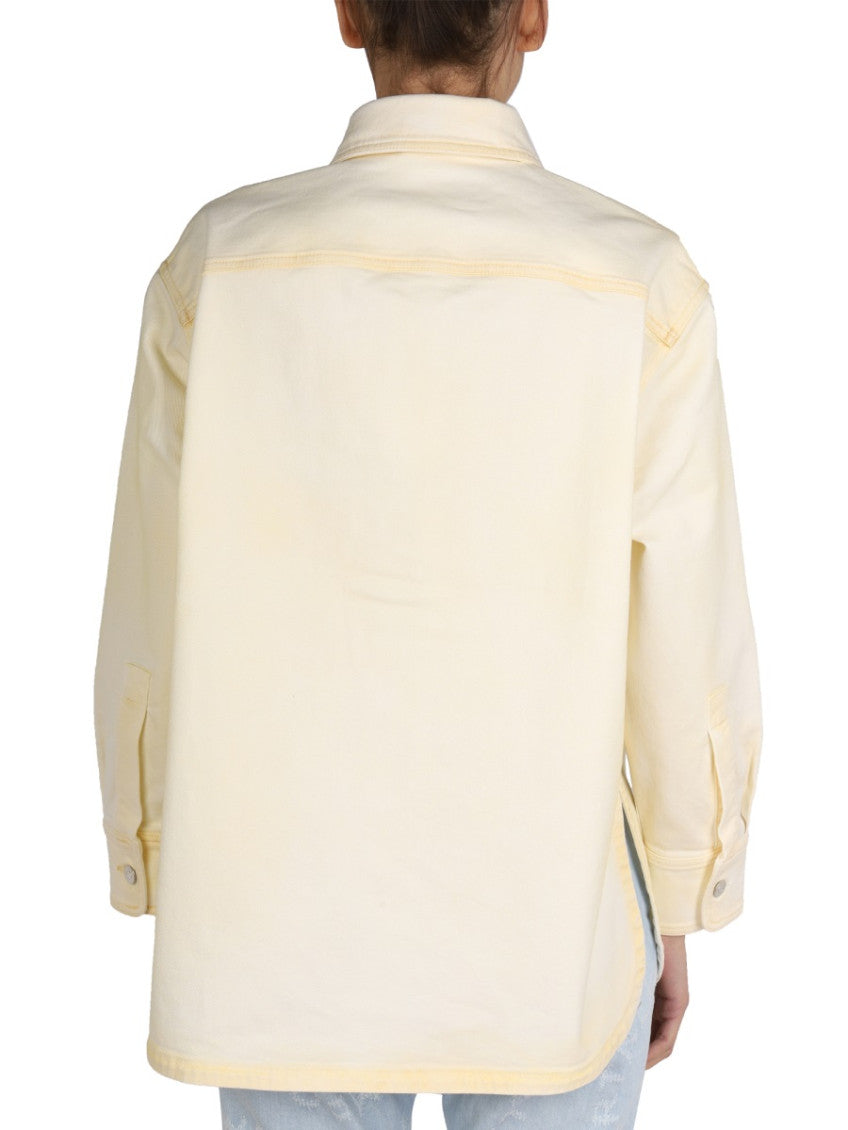 Yellow Solid Shirt Collar Jacket 2
