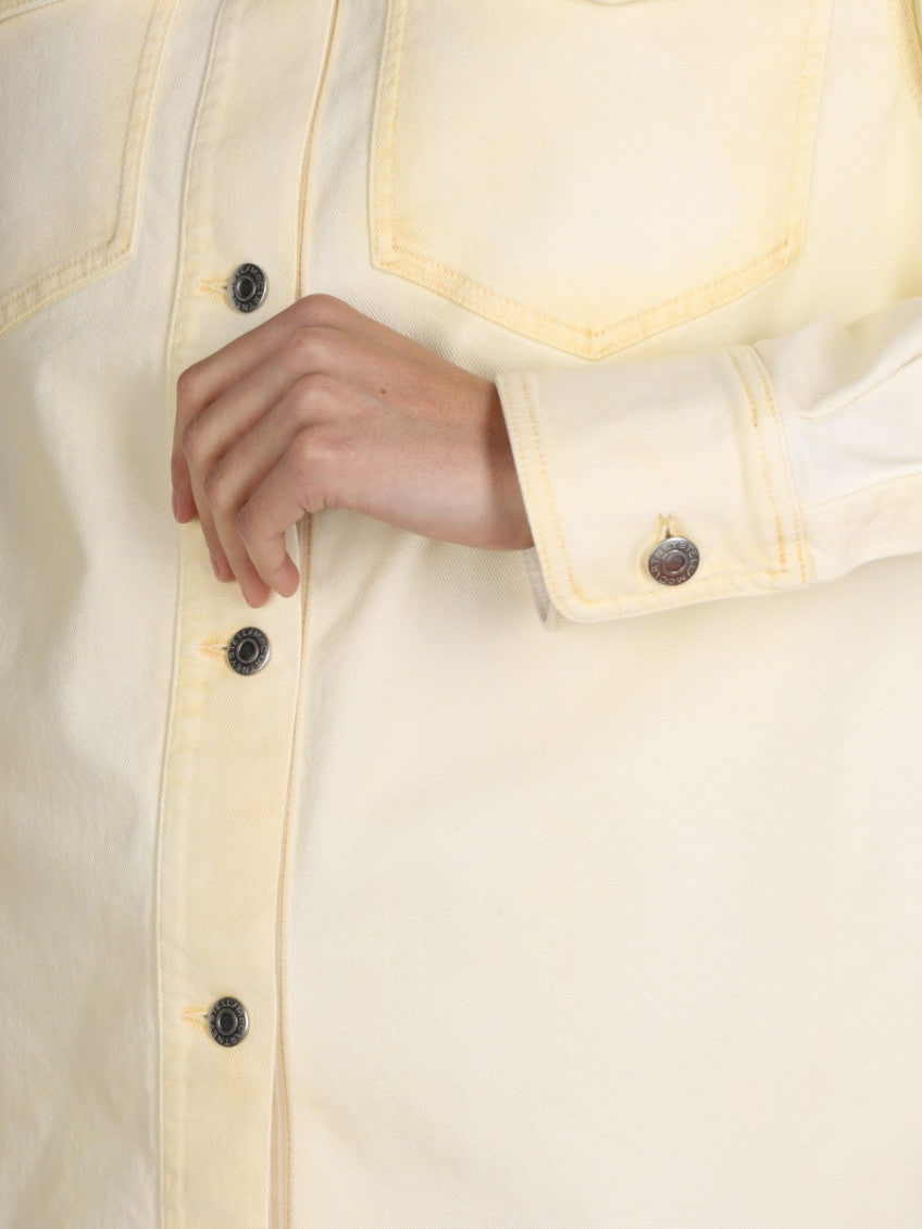 Yellow Solid Shirt Collar Jacket 3