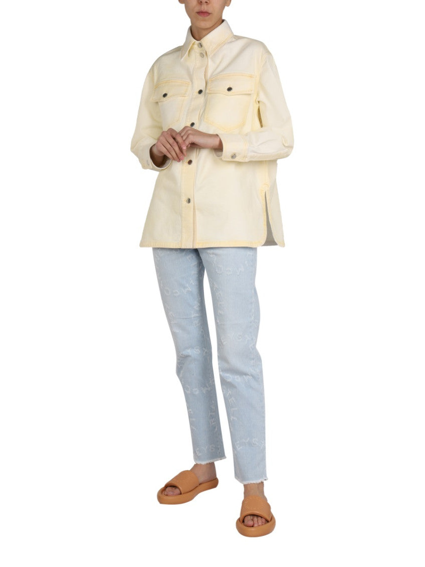 Yellow Solid Shirt Collar Jacket 4