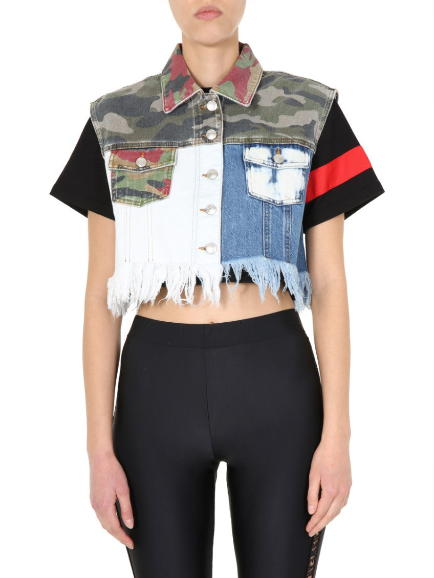 Multicolor Patchwork Shirt Collar Jacket 1