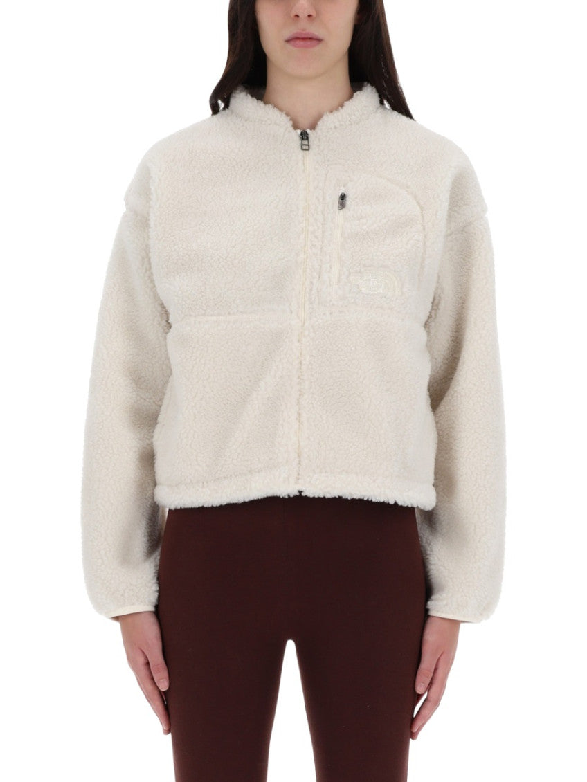 White Solid Band Collar Jacket 4
