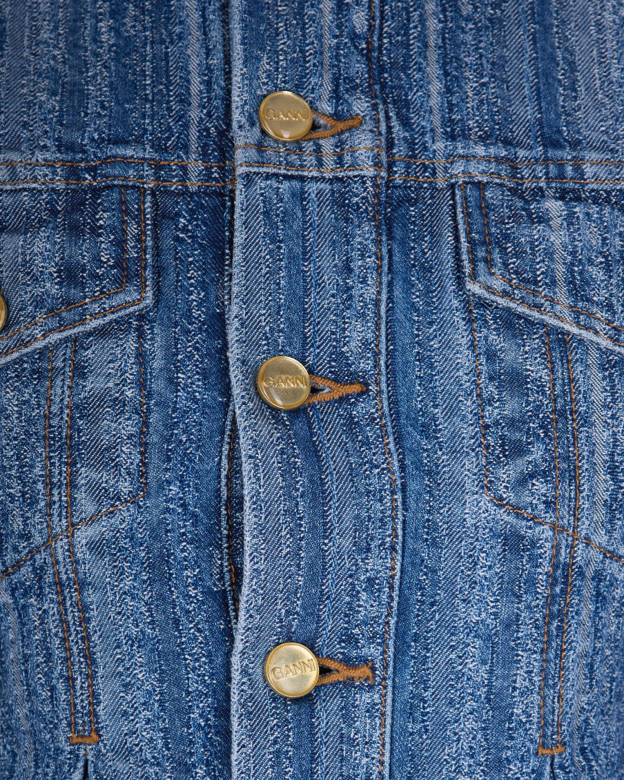 Denim Solid Shirt Collar Jacket 3