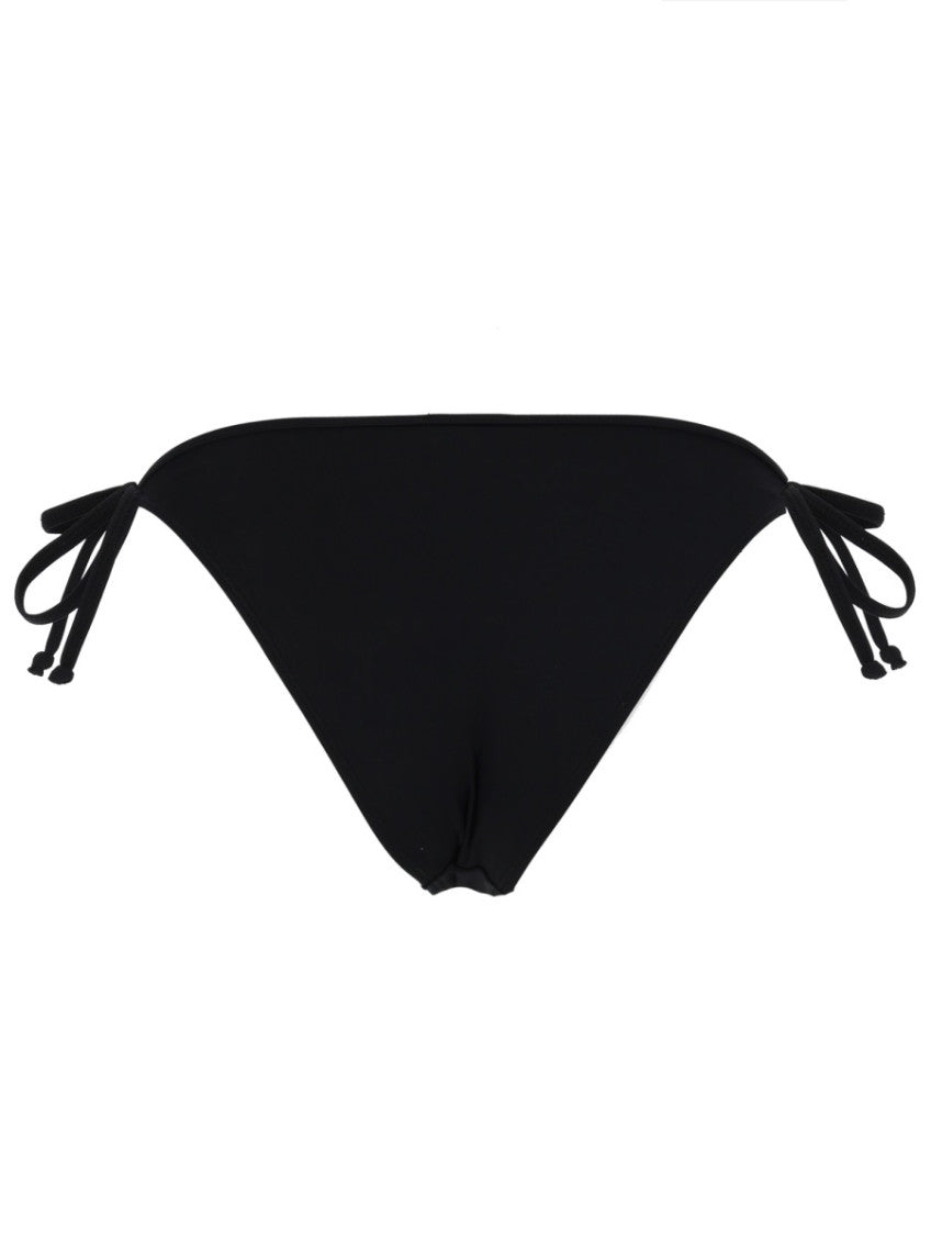 Black Solid Bikini Bottom Swimwear 2