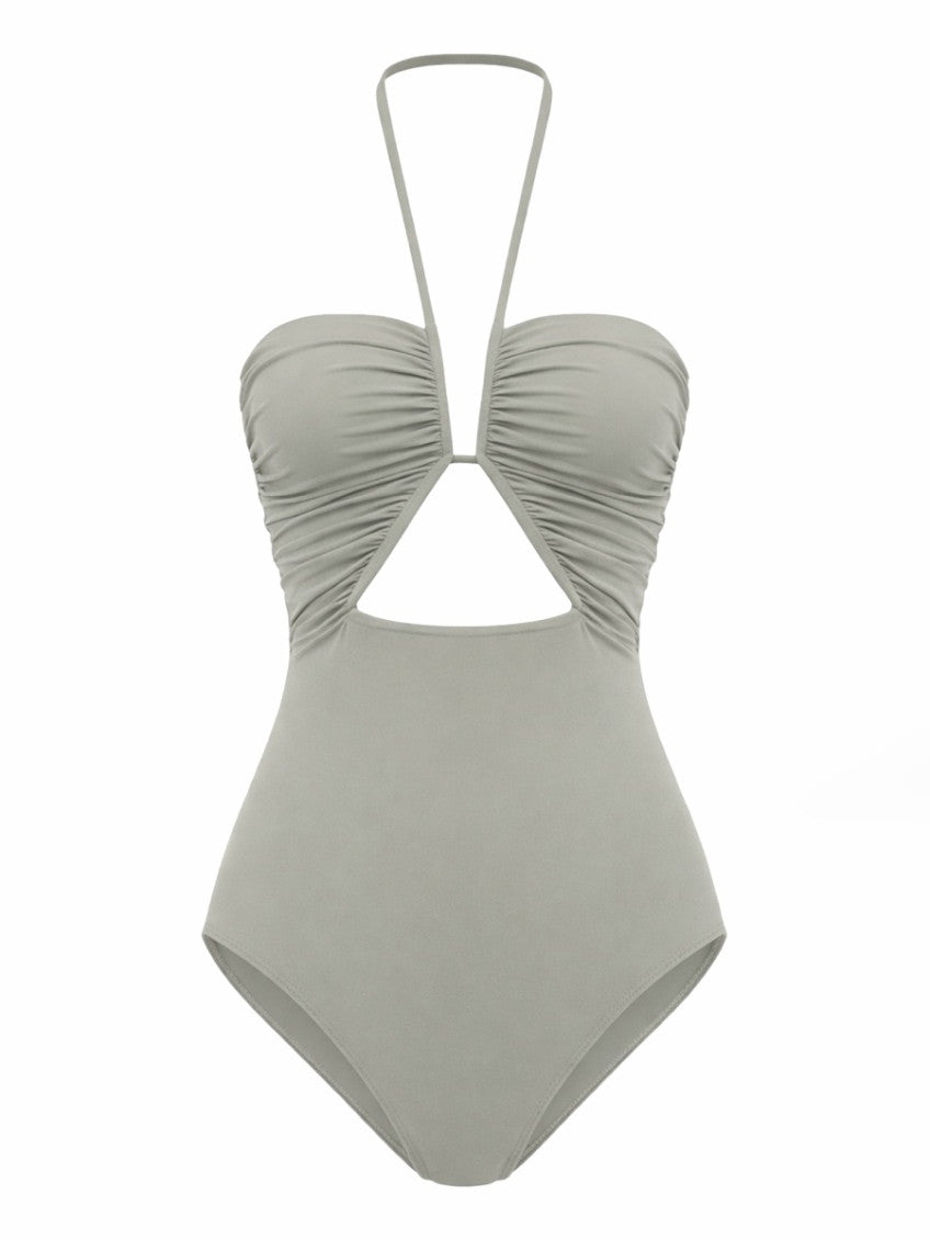 Grey Solid Swimwear 1