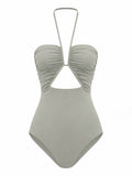 Grey Solid Swimwear 1