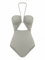 Grey Solid Swimwear 1