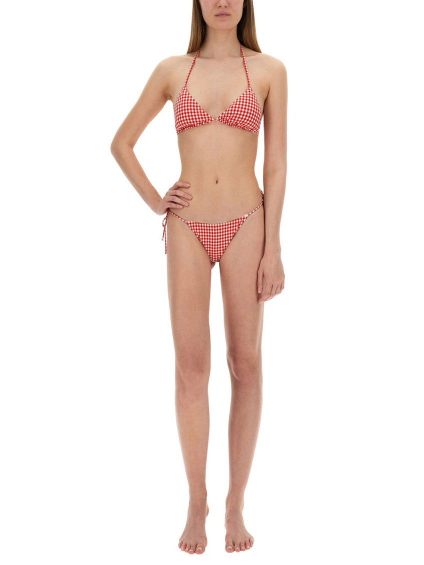 Red Gingham Bikini Bottom Swimwear 2