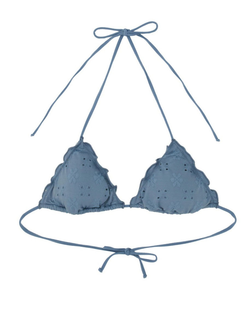 Blue Embroidered Bikini Top Swimwear 1