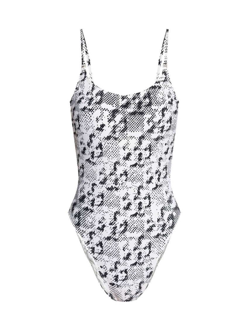 White Animal Print Swimwear 1