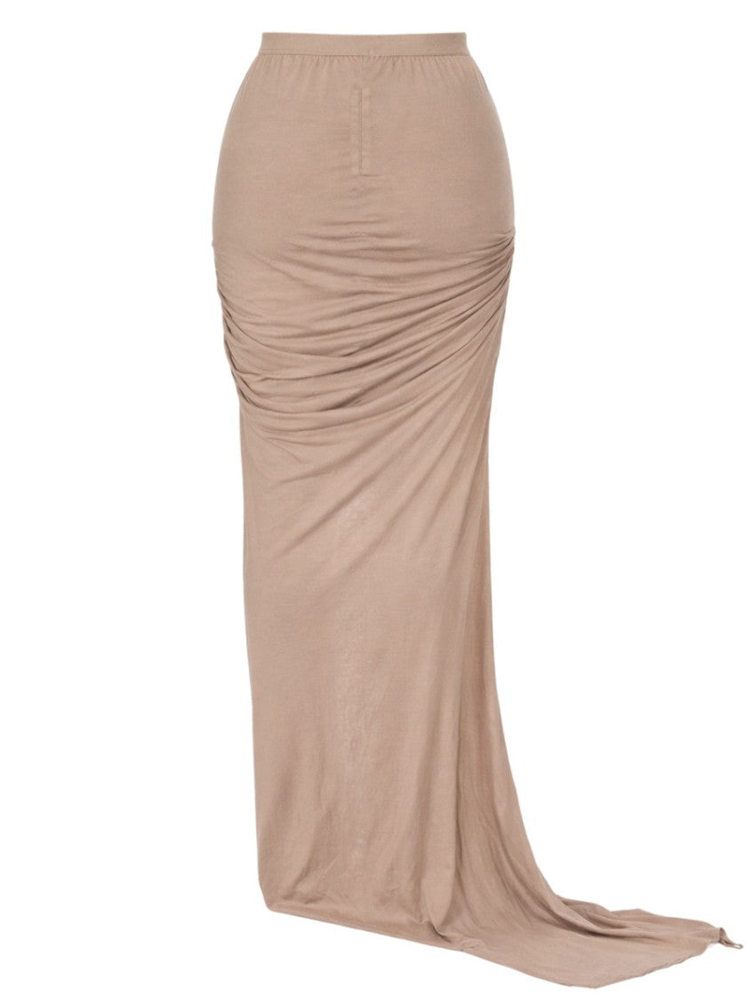 Beige Solid Maxi Skirt 2
