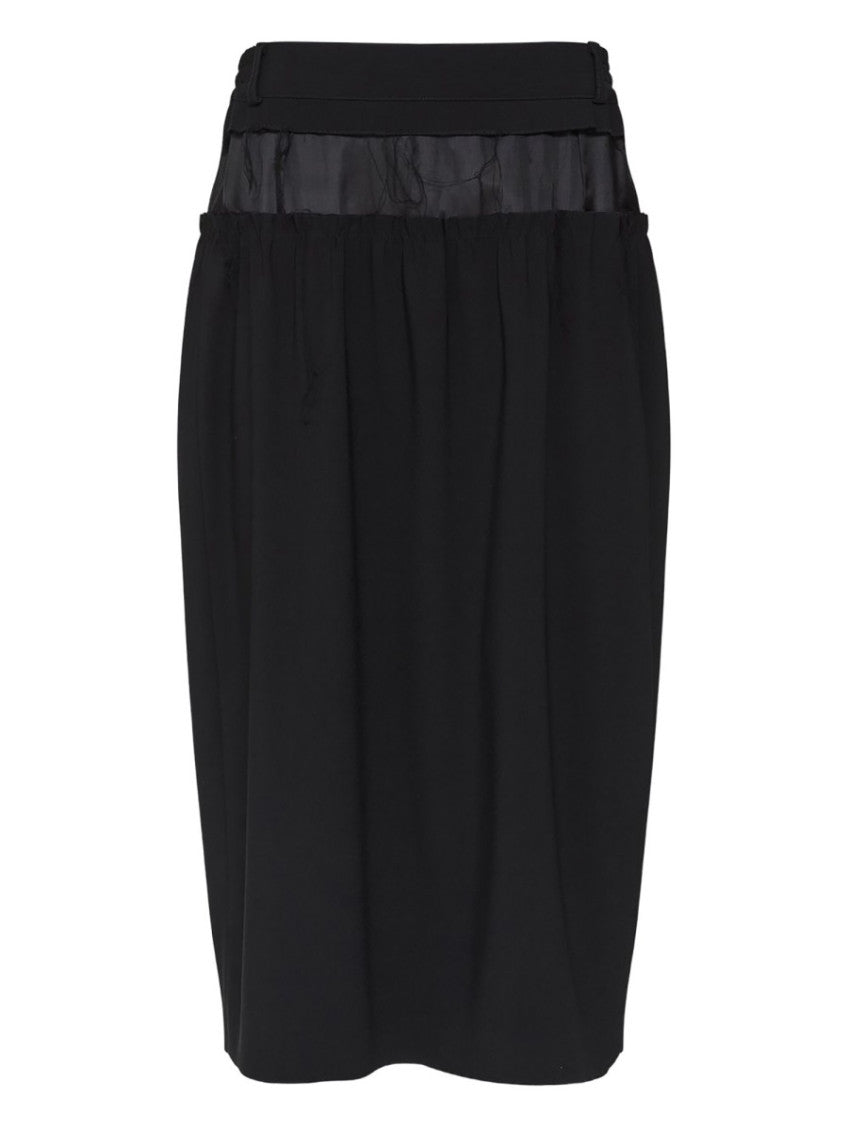 Black Solid Midi Skirt 1