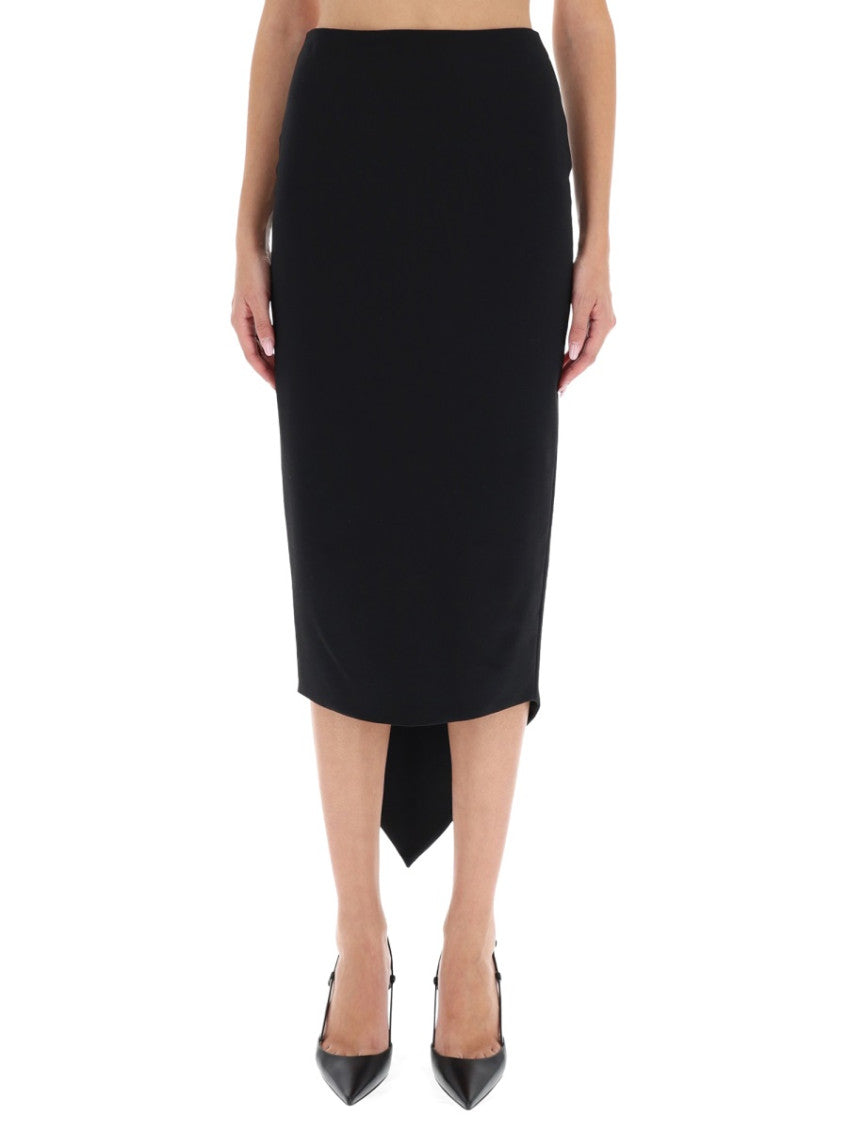 Black Solid Midi Skirt 1