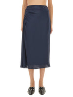 Blue Solid Midi Skirt 1