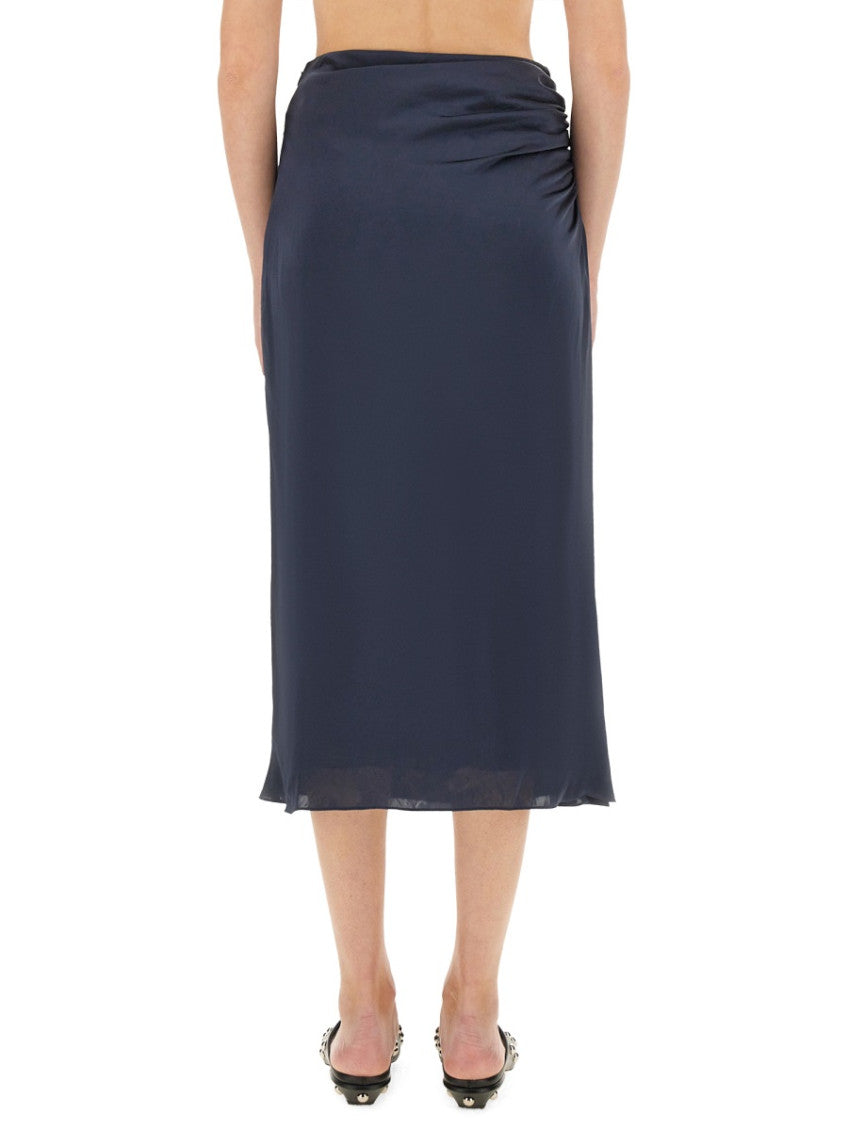 Blue Solid Midi Skirt 2