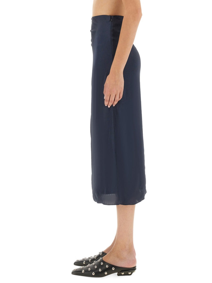 Blue Solid Midi Skirt 3