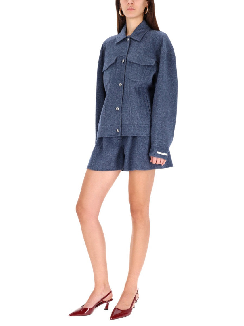 Blue Textured Shorts 2