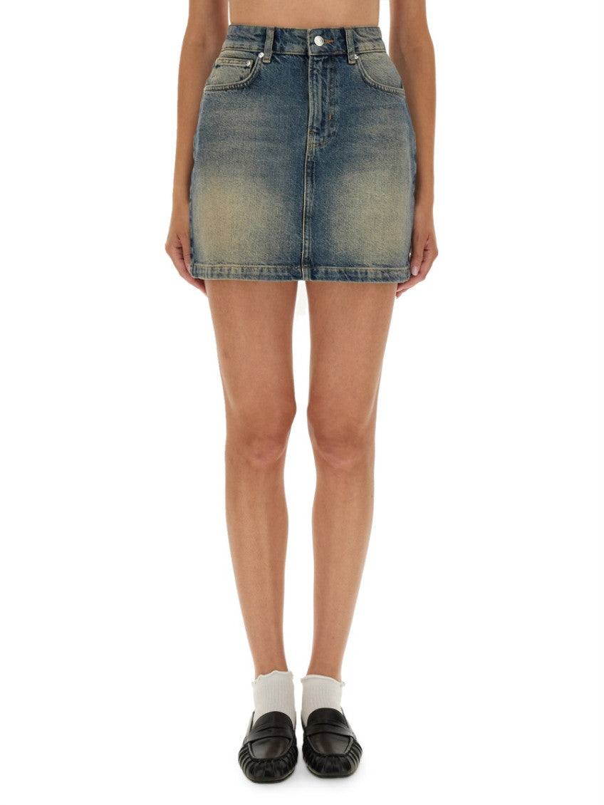 Denim Solid Mini Skirt 1