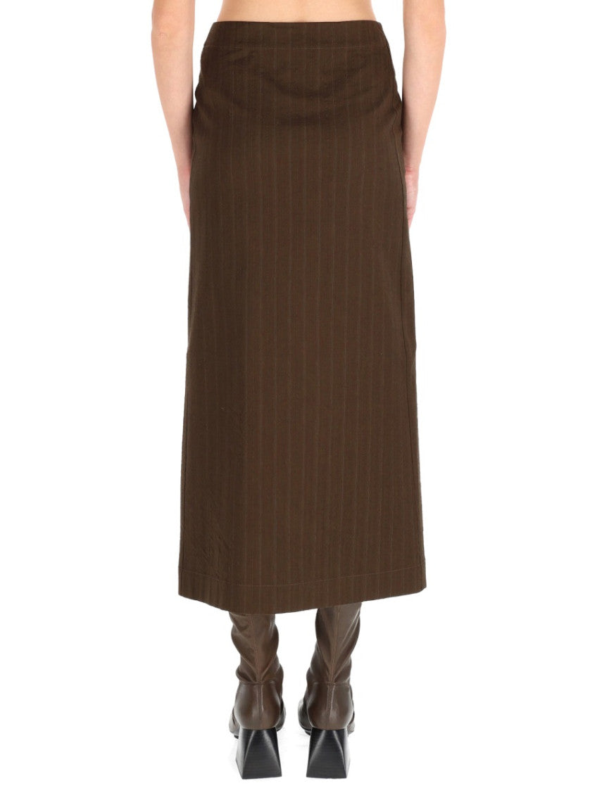 Brown Stripes Midi Skirt 2