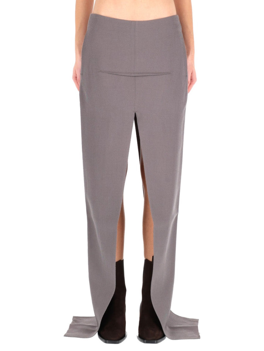 Grey Solid Maxi Skirt 1