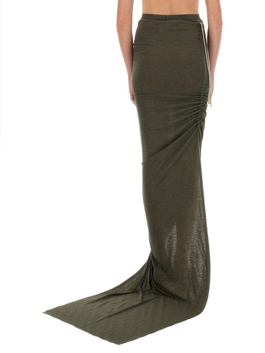 Green Solid Maxi Skirt 2