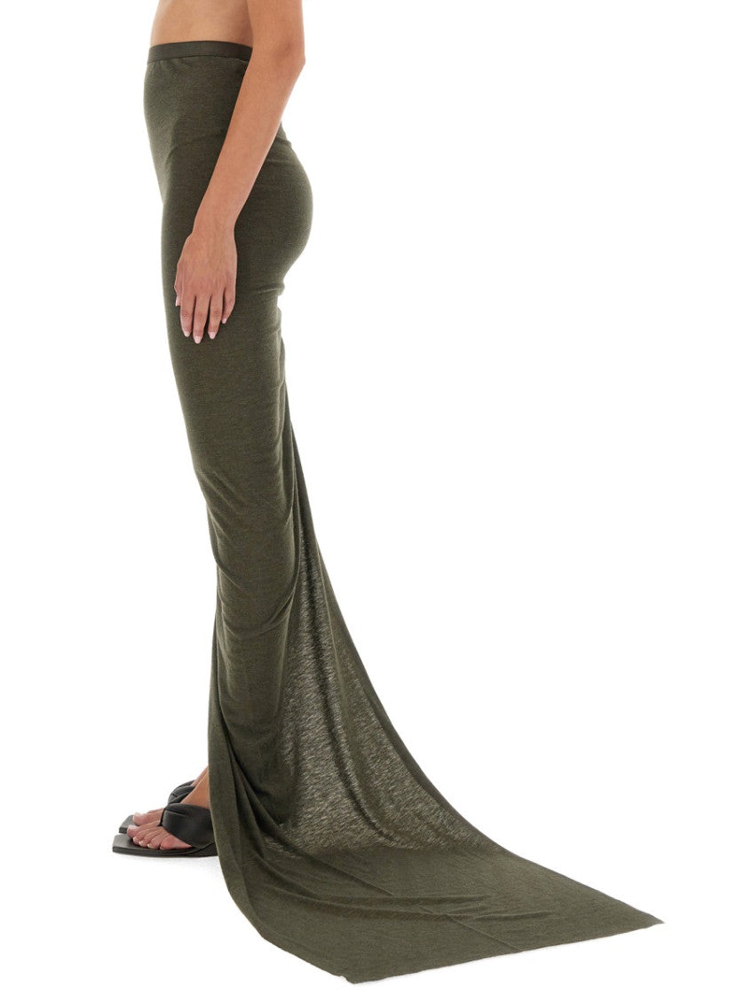 Green Solid Maxi Skirt 3