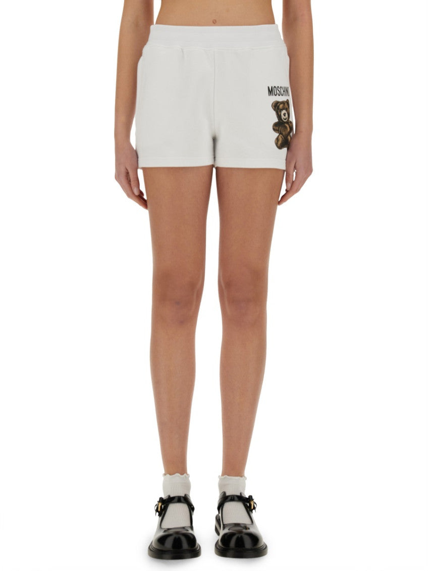 White Graphic Shorts 1