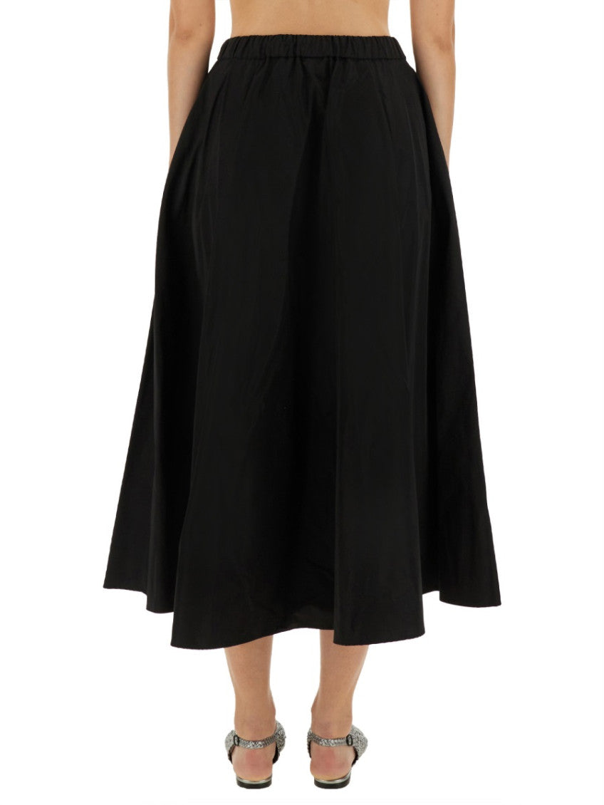 Black Solid Midi Skirt 2