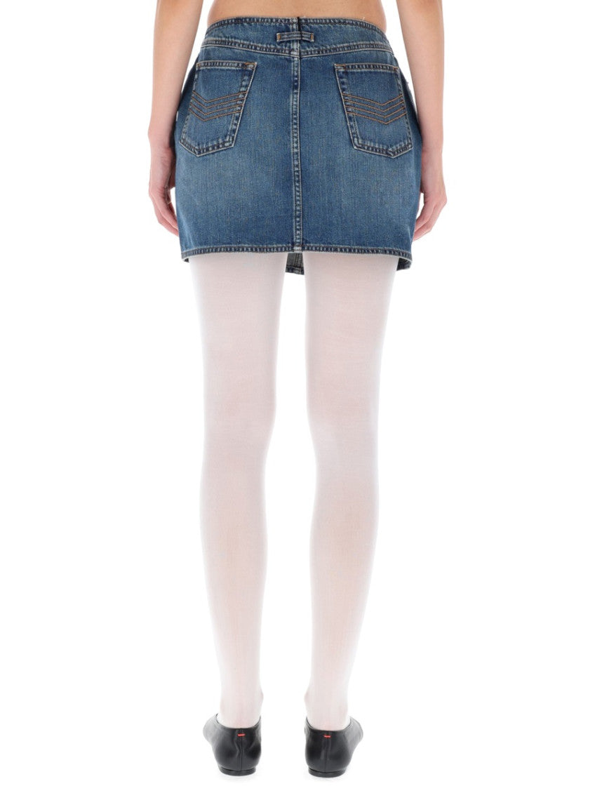 Denim Solid Mini Skirt 2