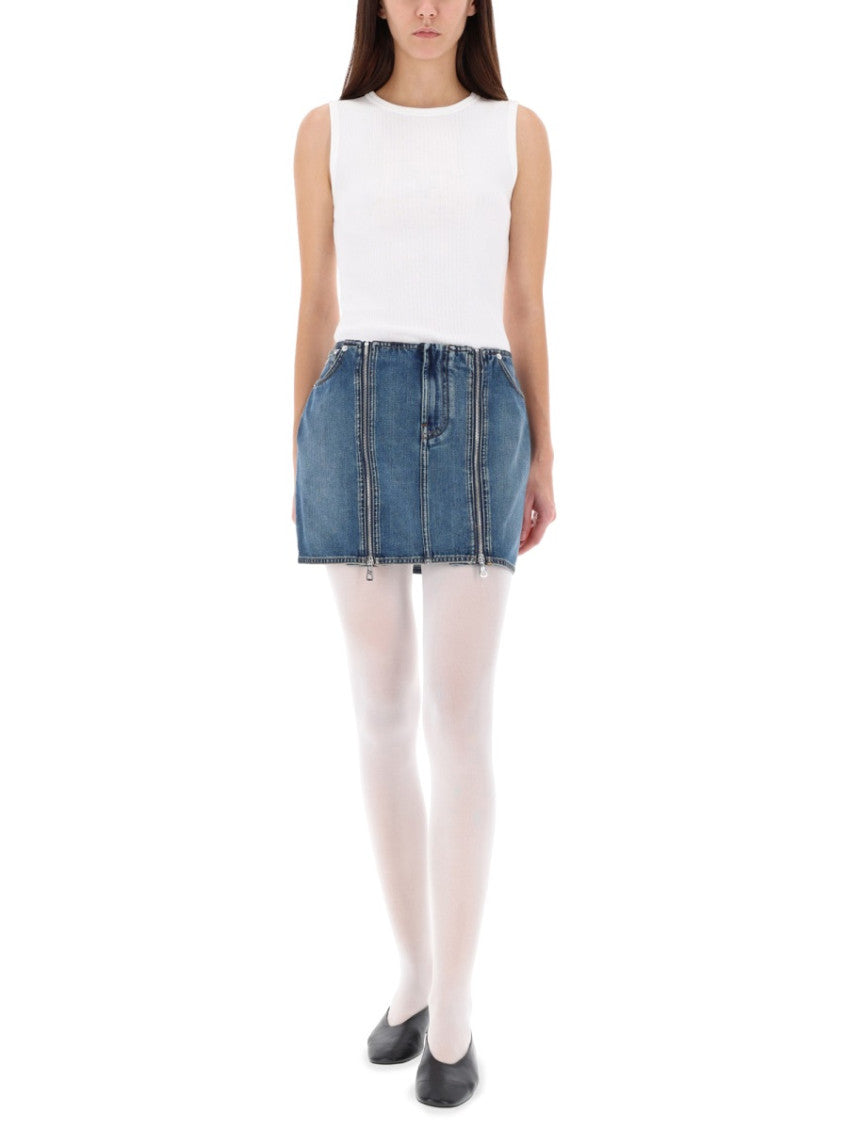 Denim Solid Mini Skirt 4