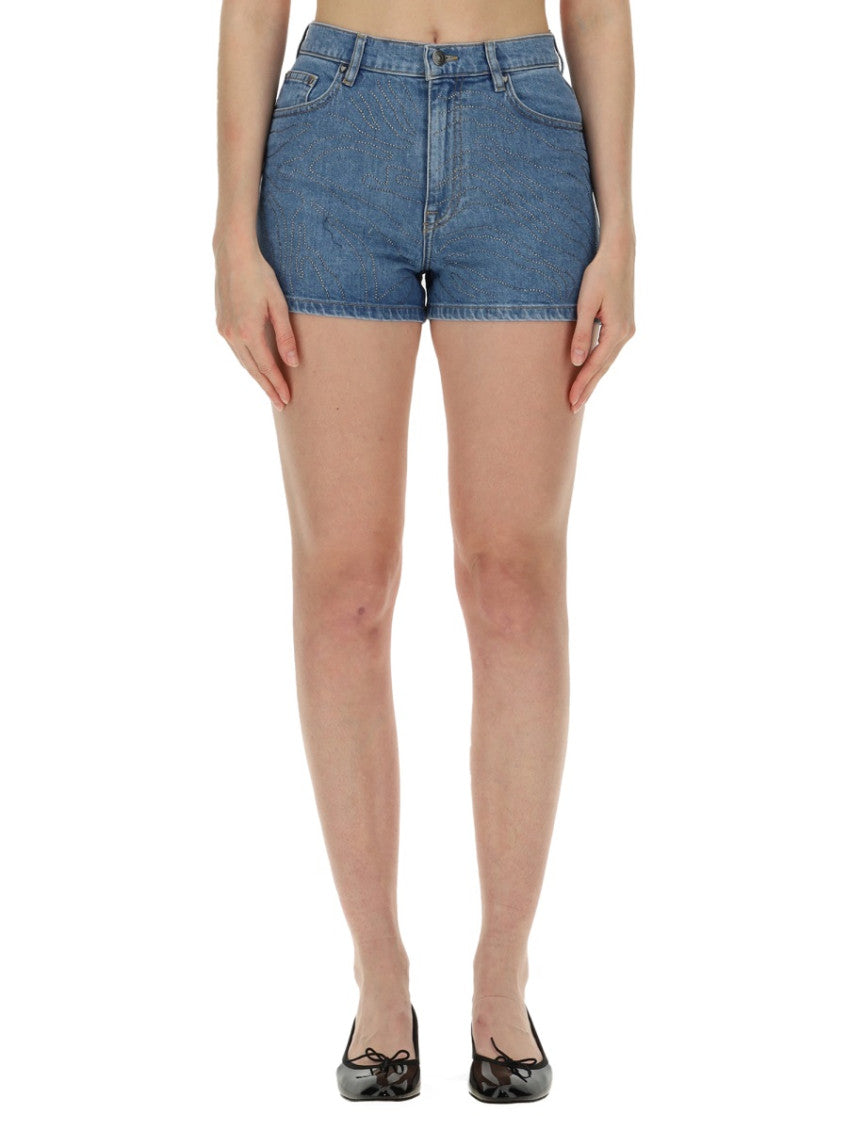 Blue Embroidered Shorts 1