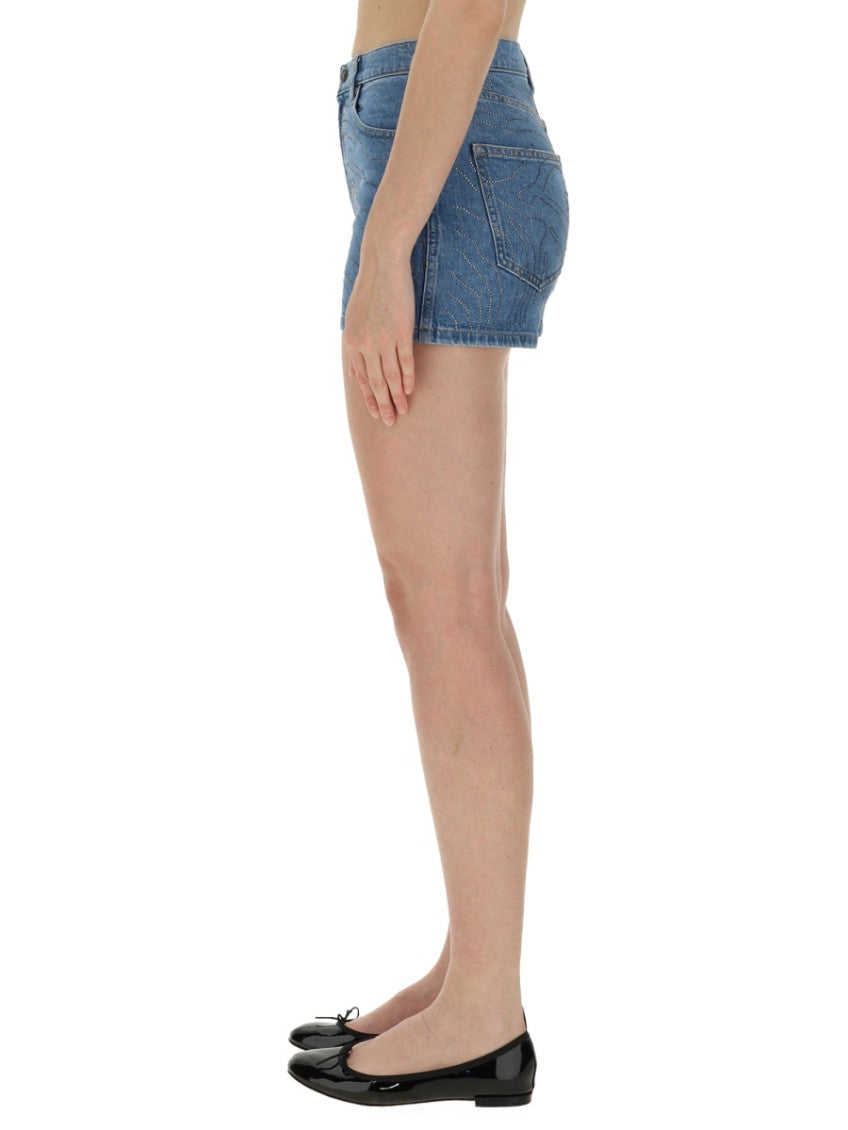 Blue Embroidered Shorts 3