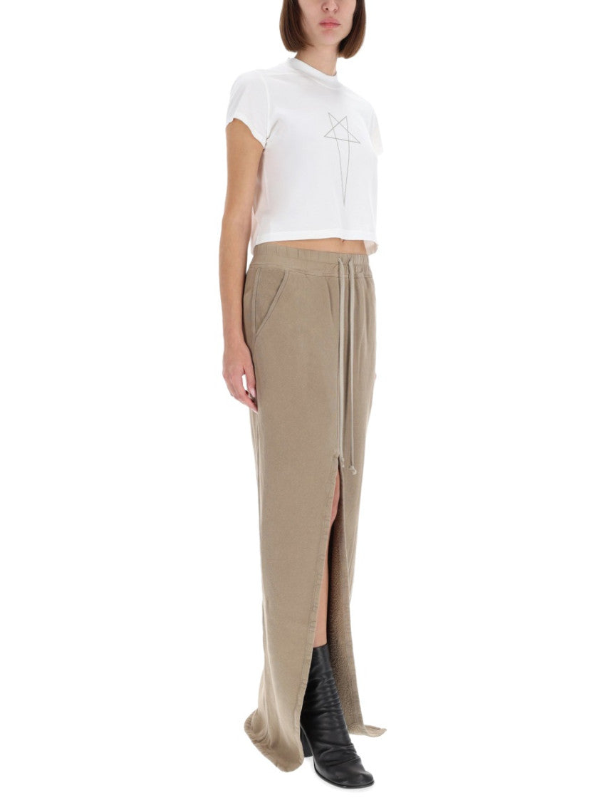 Beige Solid Maxi Skirt 4