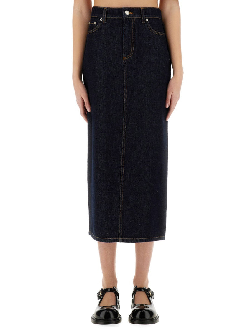 Denim Solid Midi Skirt 1