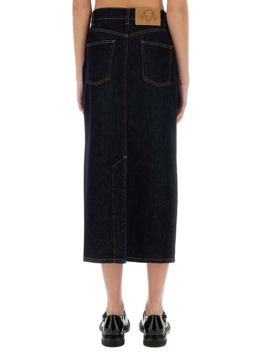 Denim Solid Midi Skirt 2