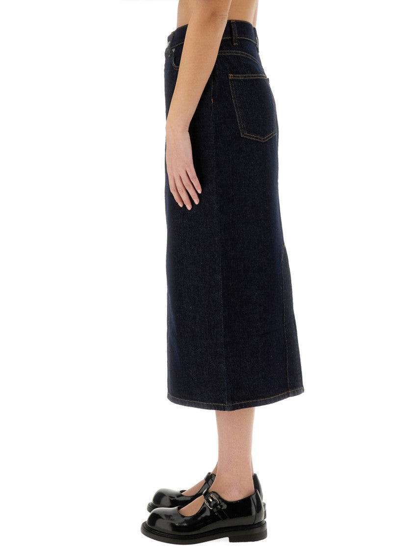 Denim Solid Midi Skirt 3