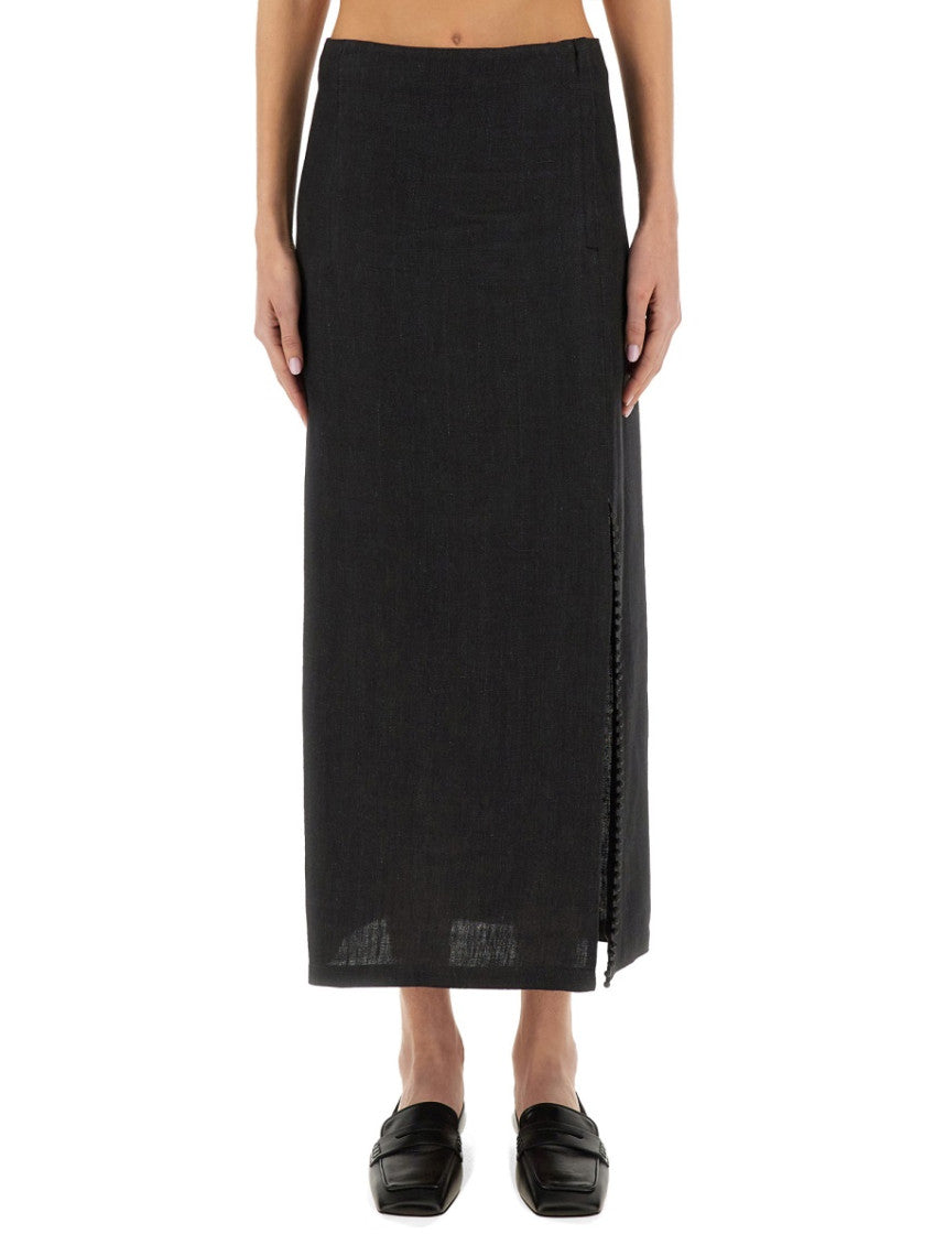 Dark Grey Solid Maxi Skirt 1