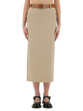 Beige Solid Midi Skirt 1
