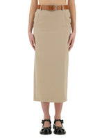 Beige Solid Midi Skirt 1