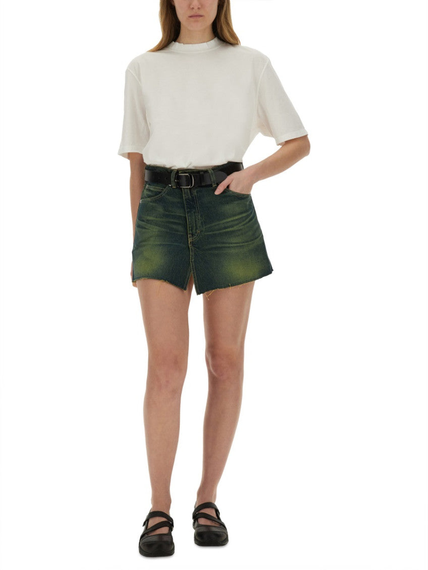 Green Distressed Mini Skirt 4