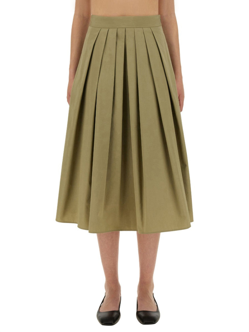 Beige Pleated Midi Skirt 1