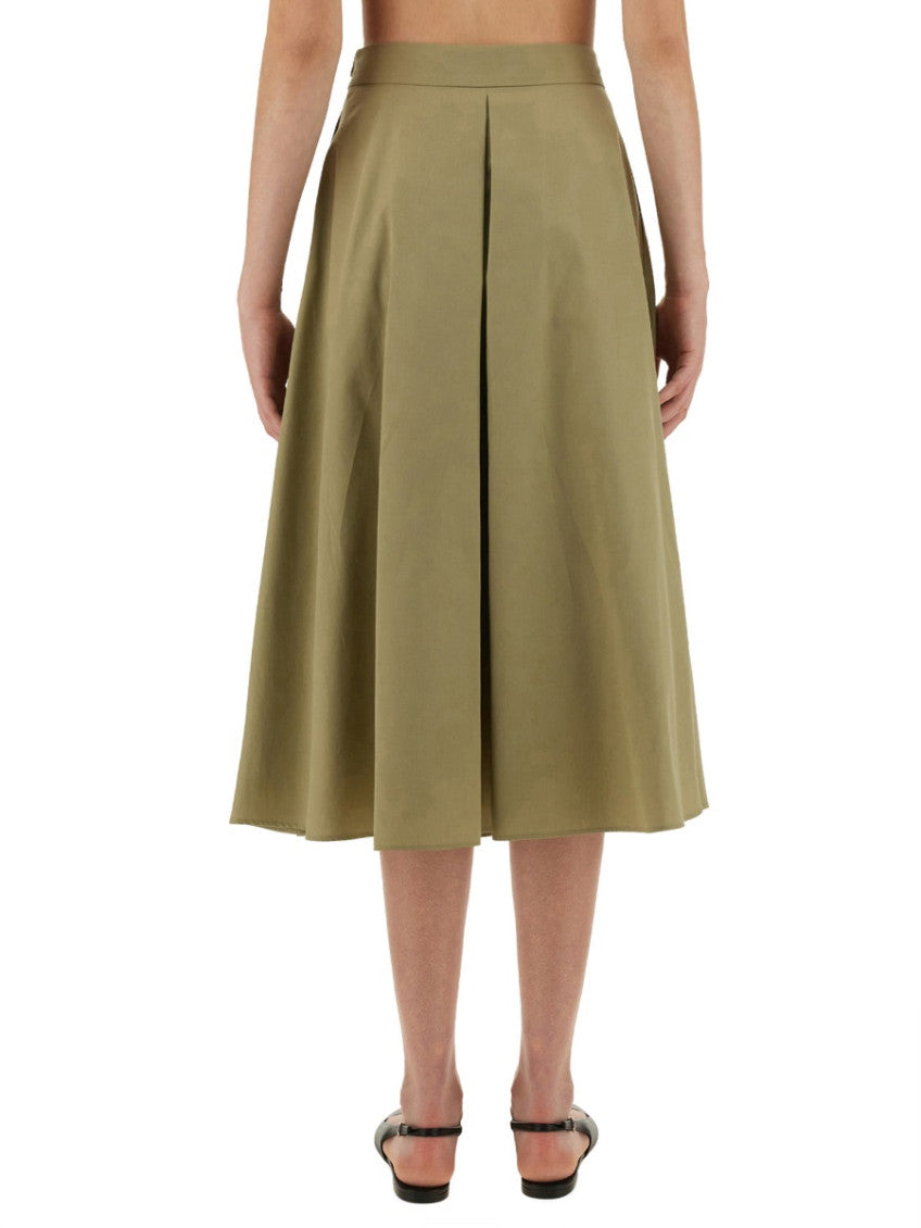 Beige Pleated Midi Skirt 2