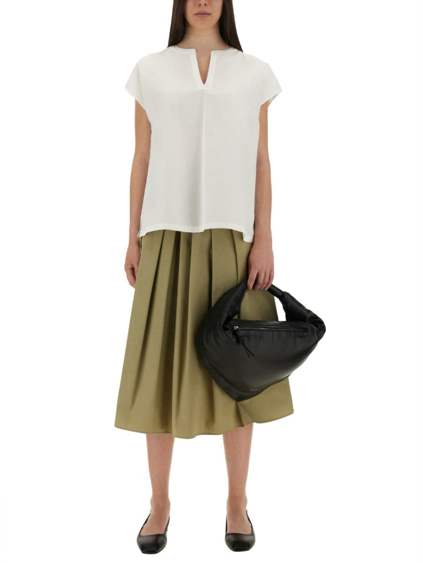 Beige Pleated Midi Skirt 4