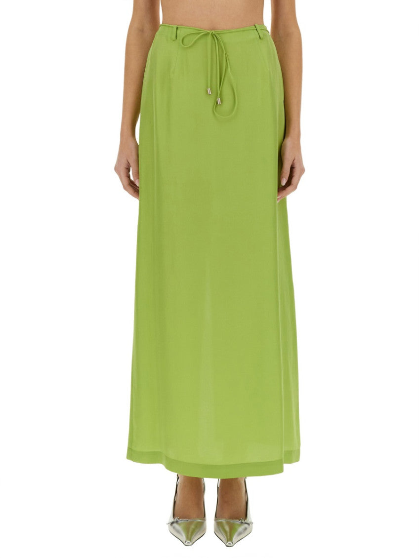 Green Solid Maxi Skirt 1