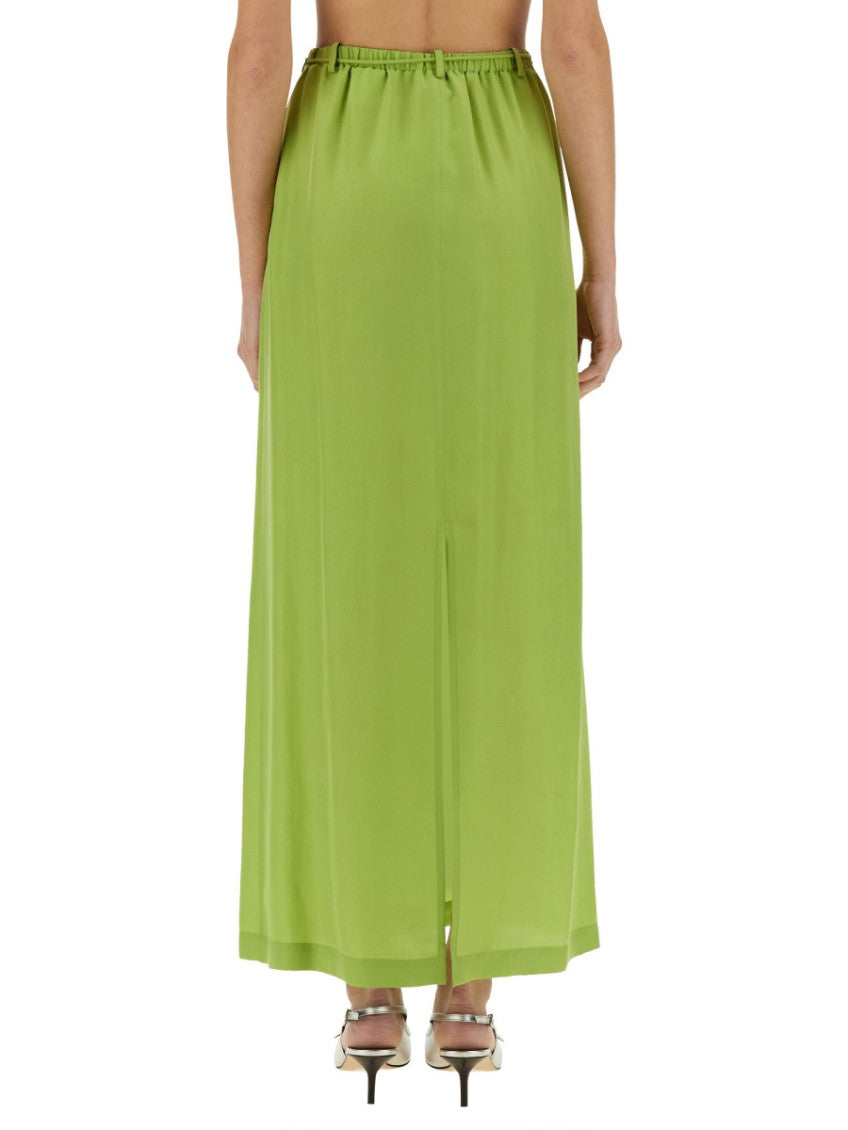 Green Solid Maxi Skirt 2