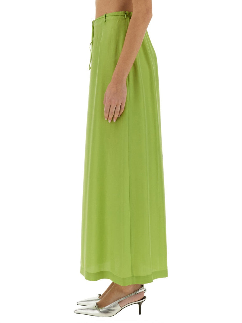 Green Solid Maxi Skirt 3