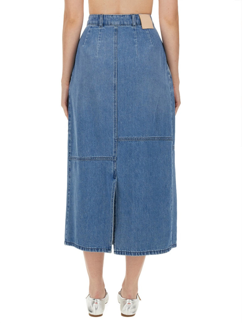 Denim Solid Midi Skirt 2