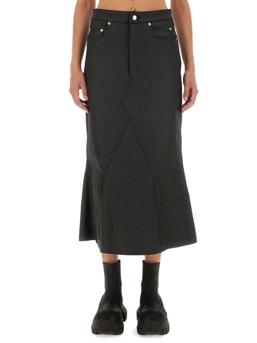 Black Solid Midi Skirt 1