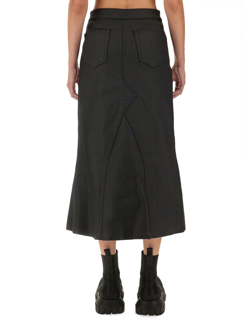 Black Solid Midi Skirt 2